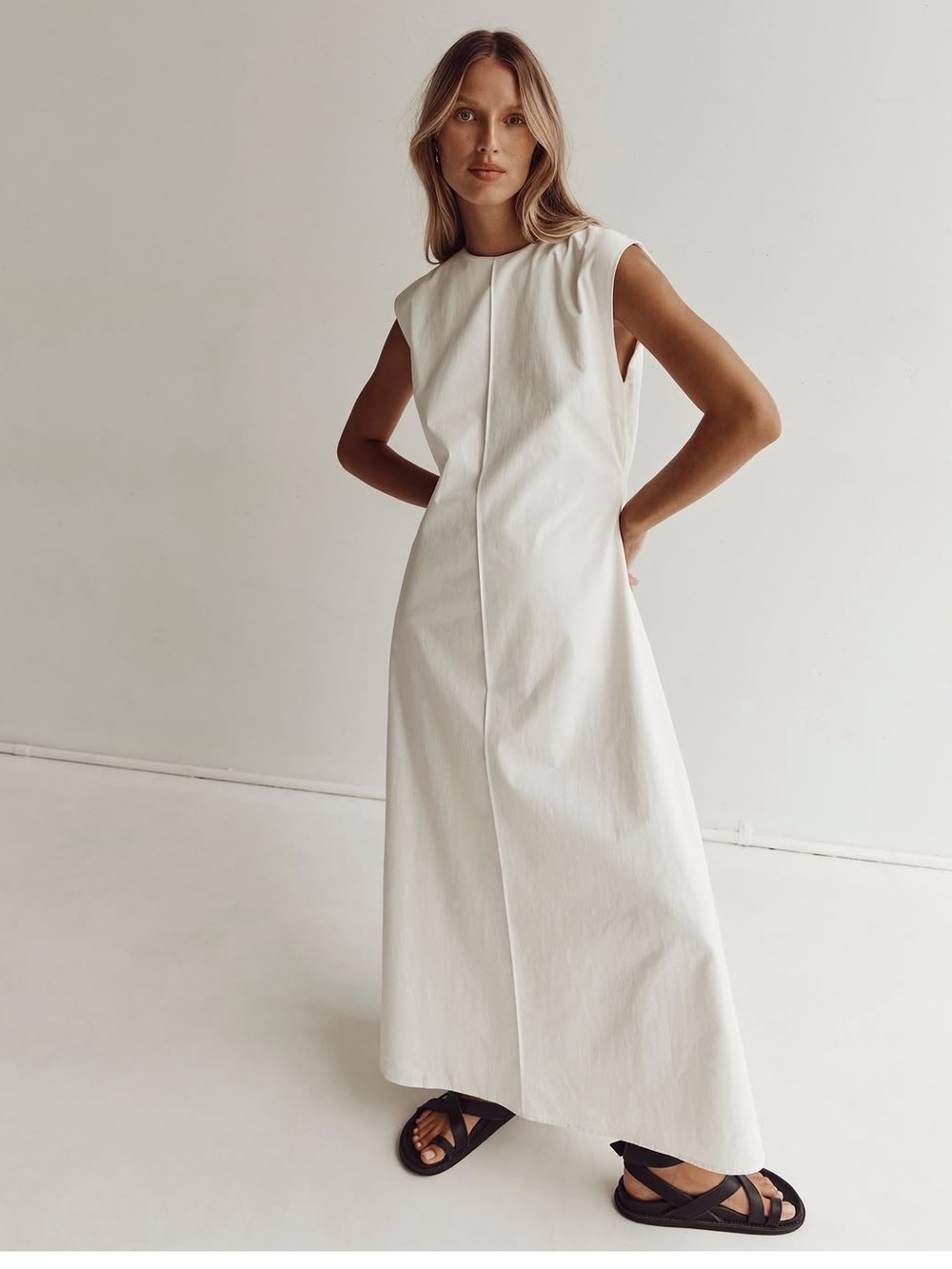 Dissh Maggie Cotton Sleeveless Maxi Dress Minimalist Size US 10